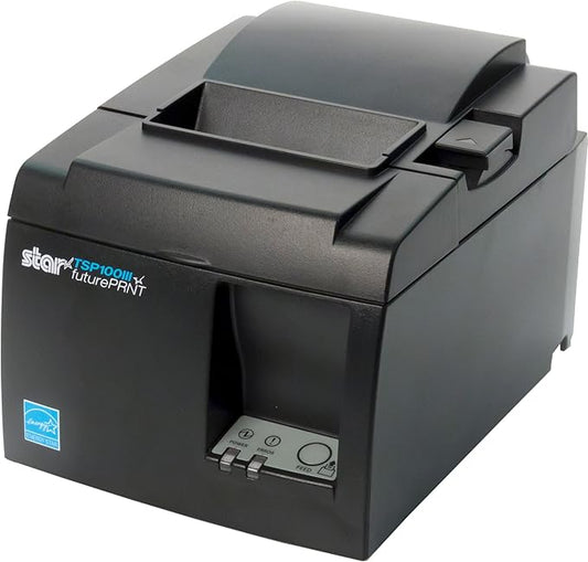 Star Micronics TSP143IIIU USB Thermal Receipt Printer with Device and Mfi USB Ports, Auto-cutter, and Internal Power Supply - Gray